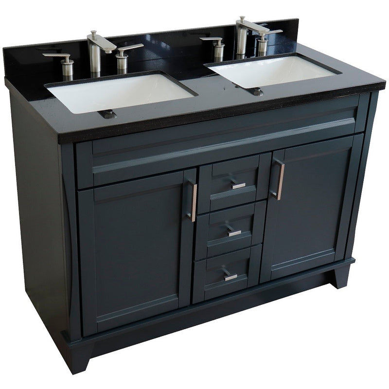 Bellaterra Home 400700-49D-DG-BGR Terni 49" vanity, Dark Gray, Black Galaxy granite top, angle