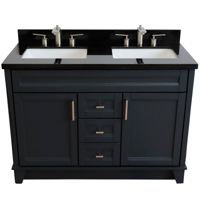 Bellaterra Home 400700-49D-DG-BGR Terni 49" vanity, Dark Gray, Black Galaxy granite top, elevated front