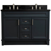 Bellaterra Home 400700-49D-DG-BGR Terni 49" vanity, Dark Gray, Black Galaxy granite top, front view on a white background