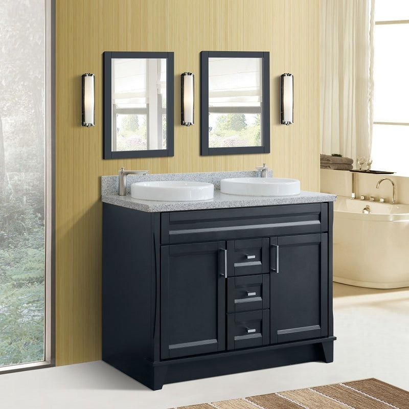 Bellaterra Home 400700-49D-DG-GYRD Terni 49" vanity, Dark Gray, gray granite top, installed in a bathroom