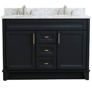 Bellaterra Home 400700-49D-DG-WMO Terni 49" vanity, Dark Gray, White Carrara marble top, front view on a white background