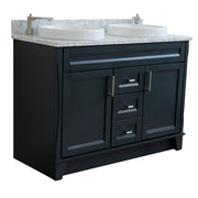 Bellaterra Home 400700-49D-DG-WMRD Terni 49" vanity, Dark Gray, White Carrara marble top, angled view on a white background
