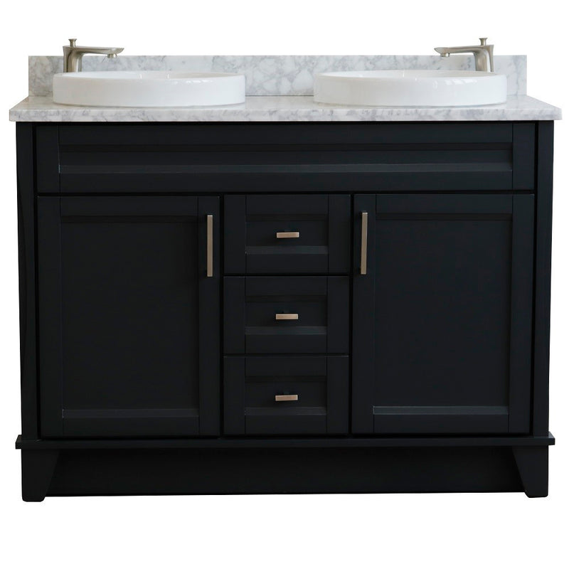Bellaterra Home 400700-49D-DG-WMRD Terni 49" vanity, Dark Gray, White Carrara marble top, front view on a white background