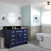 Bellaterra Home 400700-49S-BU-BGR Terni 49" vanity, Blue, Black Galaxy granite top, installed in a bathroom
