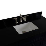 Bellaterra Home 400700-49S-BU-BGR Terni 49" vanity, Blue, Black Galaxy granite top, countertop and sink close-up