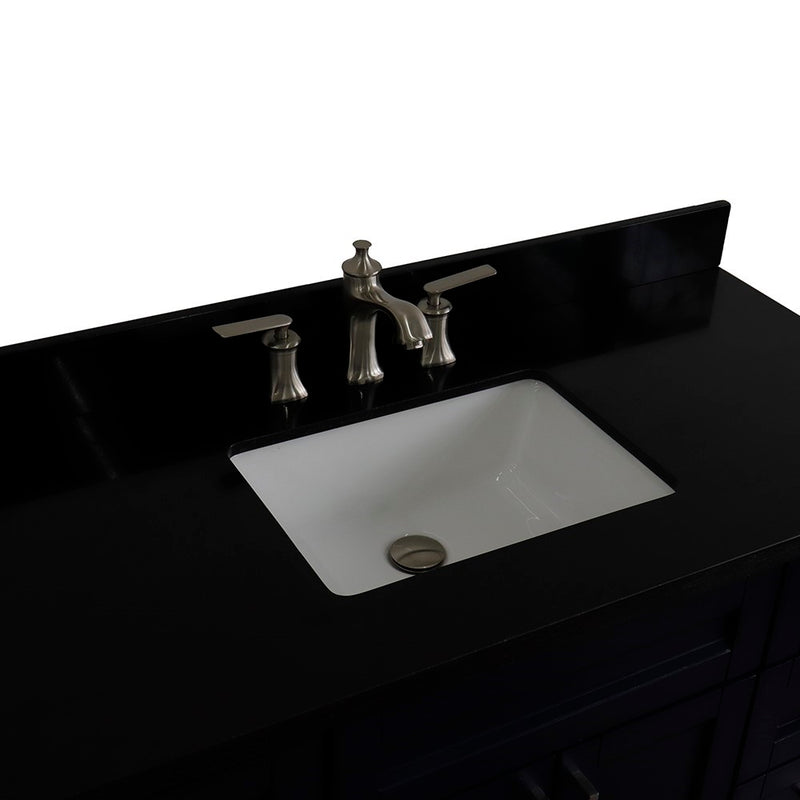 Bellaterra Home 400700-49S-BU-BGR Terni 49" vanity, Blue, Black Galaxy granite top, countertop and sink close-up
