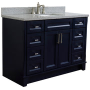 Bellaterra Home 400700-49S-BU-GYR Terni 49" vanity, Blue, gray granite top, angled view on a white background