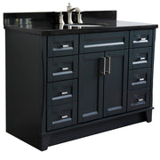 Bellaterra Home 400700-49S-DG-BGO Terni 49" vanity, Dark Gray, Black Galaxy granite top, angled view on a white background