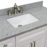 Bellaterra Home 400700-49S-WH-GYR Terni 49" vanity, White, gray granite top, countertop and sink close-up