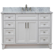 Bellaterra Home 400700-49S-WH-WMO Terni 49" vanity, White, White Carrara marble top, front view on a white background