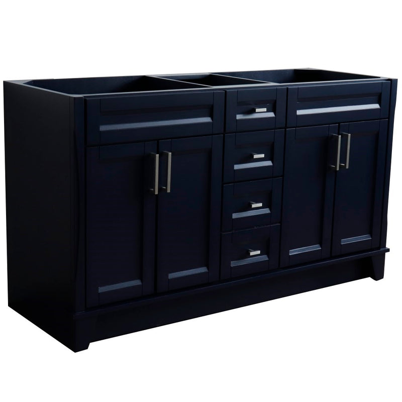 Bellaterra Home 400700-60D-BU Terni 60" vanity cabinet, Blue, angled view with doors closed