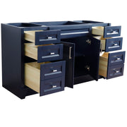 Bellaterra Home 400700-60S-BU Terni 60" vanity cabinet, Blue, angled view with doors open showing the shelf