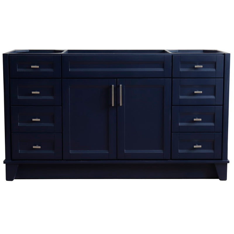 Bellaterra Home 400700-60S-BU Terni 60" vanity cabinet, Blue, front view on a white background