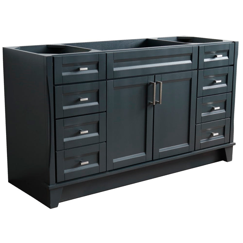 Bellaterra Home 400700-60S-DG Terni 60" vanity cabinet, Dark Gray, angled view with doors closed