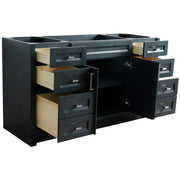 Bellaterra Home 400700-60S-DG Terni 60" vanity cabinet, Dark Gray, angled view with doors open showing the shelf