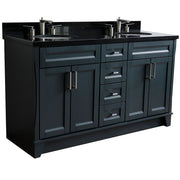 Bellaterra Home 400700-61D-DG-BGO Terni 61" vanity, Dark Gray, Black Galaxy granite top, angled view on a white background