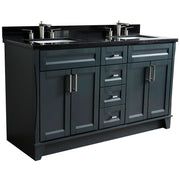Bellaterra Home 400700-61D-DG-BGR Terni 61" vanity, Dark Gray, Black Galaxy granite top, angled view on a white background