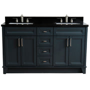 Bellaterra Home 400700-61D-DG-BGR Terni 61" vanity, Dark Gray, Black Galaxy granite top, front view on a white background
