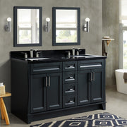 Bellaterra Home 400700-61D-DG-BGR Terni 61" vanity, Dark Gray, Black Galaxy granite top, installed in a bathroom