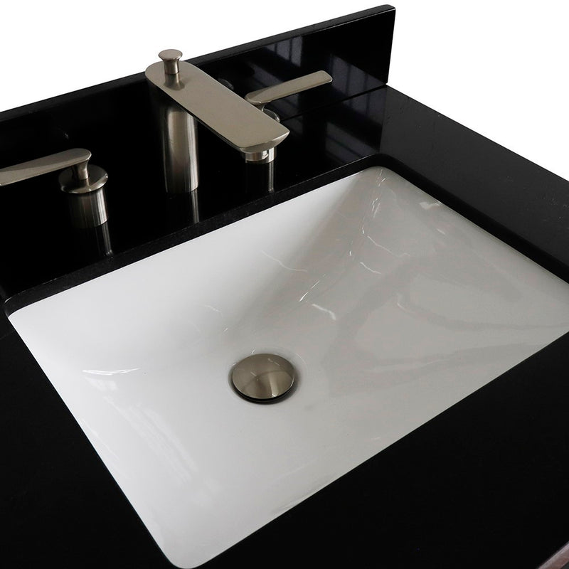 Bellaterra Home 400700-61D-DG-BGR Terni 61" vanity, Dark Gray, Black Galaxy granite top, countertop and sink close-up