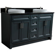 Bellaterra Home 400700-61D-DG-BGRD Terni 61" vanity, Dark Gray, Black Galaxy granite top, angled view on a white background