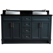 Bellaterra Home 400700-61D-DG-BGRD Terni 61" vanity, Dark Gray, Black Galaxy granite top, front view on a white background