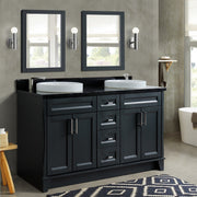 Bellaterra Home 400700-61D-DG-BGRD Terni 61" vanity, Dark Gray, Black Galaxy granite top, installed in a bathroom