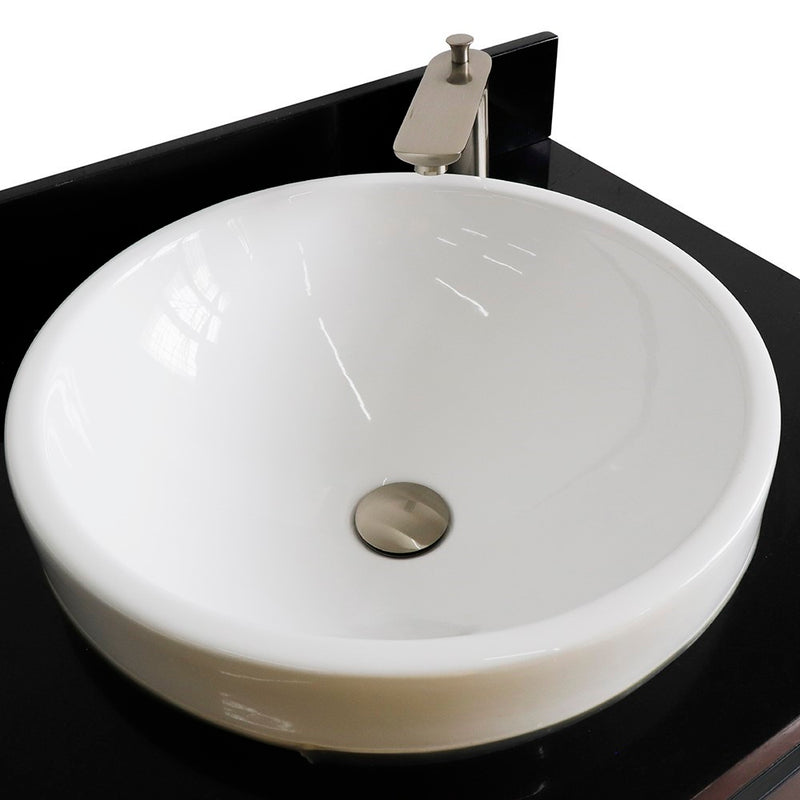 Bellaterra Home 400700-61D-DG-BGRD Terni 61" vanity, Dark Gray, Black Galaxy granite top, countertop and sink close-up