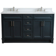 Bellaterra Home 400700-61D-DG-WEO Terni 61" vanity, Dark Gray, white engineered stone top, front view on a white background