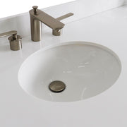 Bellaterra Home 400700-61D-DG-WEO Terni 61" vanity, Dark Gray, white engineered stone top, countertop and sink close-up
