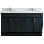 Bellaterra Home 400700-61D-DG-WER Terni 61" vanity, Dark Gray, white engineered stone top, front view on a white background