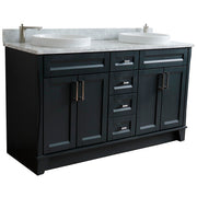 Bellaterra Home 400700-61D-DG-WMRD Terni 61" vanity, Dark Gray, White Carrara marble top, angled view on a white background