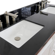 Bellaterra Home 400700-61D-WH-BGR Terni 61" vanity, White, Black Galaxy granite top, countertop and sink close-up