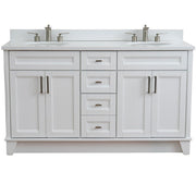 Bellaterra Home 400700-61D-WH-WEO Terni 61" vanity, White, white engineered stone top, front view on a white background