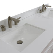 Bellaterra Home 400700-61D-WH-WER Terni 61" vanity, White, white engineered stone top, countertop and sink close-up