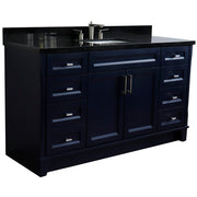 Bellaterra Home 400700-61S-BU-BGR Terni 61" vanity, Blue, Black Galaxy granite top, angled view on a white background