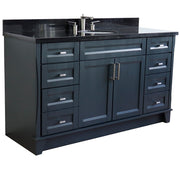 Bellaterra Home 400700-61S-DG-BGO Terni 61" vanity, Dark Gray, Black Galaxy granite top, angled view on a white background