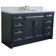 Bellaterra Home 400700-61S-DG-GYO Terni 61" vanity, Dark Gray, gray granite top, angled view on a white background