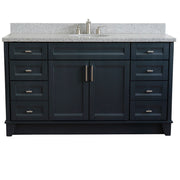 Bellaterra Home 400700-61S-DG-GYO Terni 61" vanity, Dark Gray, gray granite top, front view on a white background