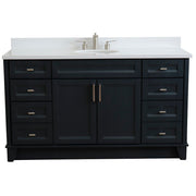 Bellaterra Home 400700-61S-DG-WEO Terni 61" vanity, Dark Gray, white engineered stone top, front view on a white background