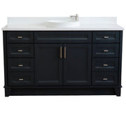 Bellaterra Home 400700-61S-DG-WERD Terni 61" vanity, Dark Gray, white engineered stone top, front view on a white background