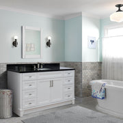 Bellaterra Home 400700-61S-WH-BGR Terni 61" vanity, White, Black Galaxy granite top, installed in a bathroom