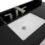 Bellaterra Home 400700-61S-WH-BGR Terni 61" vanity, White, Black Galaxy granite top, countertop and sink close-up