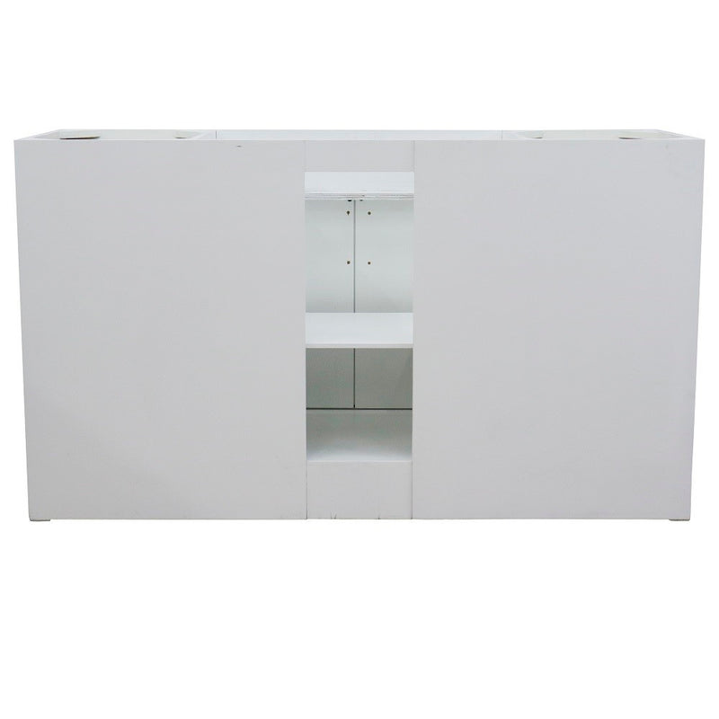 Bellaterra Home 400700-61S-WH-BGRD Terni 61" vanity, White, Black Galaxy granite top, cabinet interior close-up