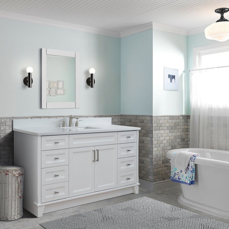 Bellaterra Home 400700-61S-WH-WER Terni 61" vanity, White, white engineered stone top, installed in a bathroom