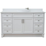 Bellaterra Home 400700-61S-WH-WERD Terni 61" vanity, White, white engineered stone top, front view on a white background