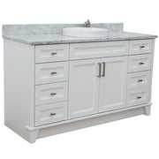 Bellaterra Home 400700-61S-WH-WMRD Terni 61" vanity, White, White Carrara marble top, angled view on a white background