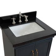Bellaterra Home 400800-25-DG-BGR Forli 25" vanity, Dark Gray, Black Galaxy granite top, countertop and sink close-up