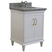 Bellaterra Home 400800-25-WH-GYO Forli 25" vanity, White, gray granite top, angled view with doors closed