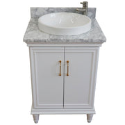 Bellaterra Home 400800-25-WH-WMRD Forli 25" vanity, White, White Carrara marble top, front view on a white background